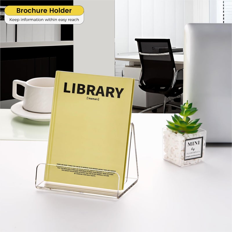 HeZone Acrylic Brochure Holder 5x6 Inch,Clear Pamphlet Holder Display Stand for Trifold 4&5&6 Inch Flyers,Pamphlets,Booklets,Menu,Leaflets for Office,Home,Store,1 Pack,A5 - Image 3