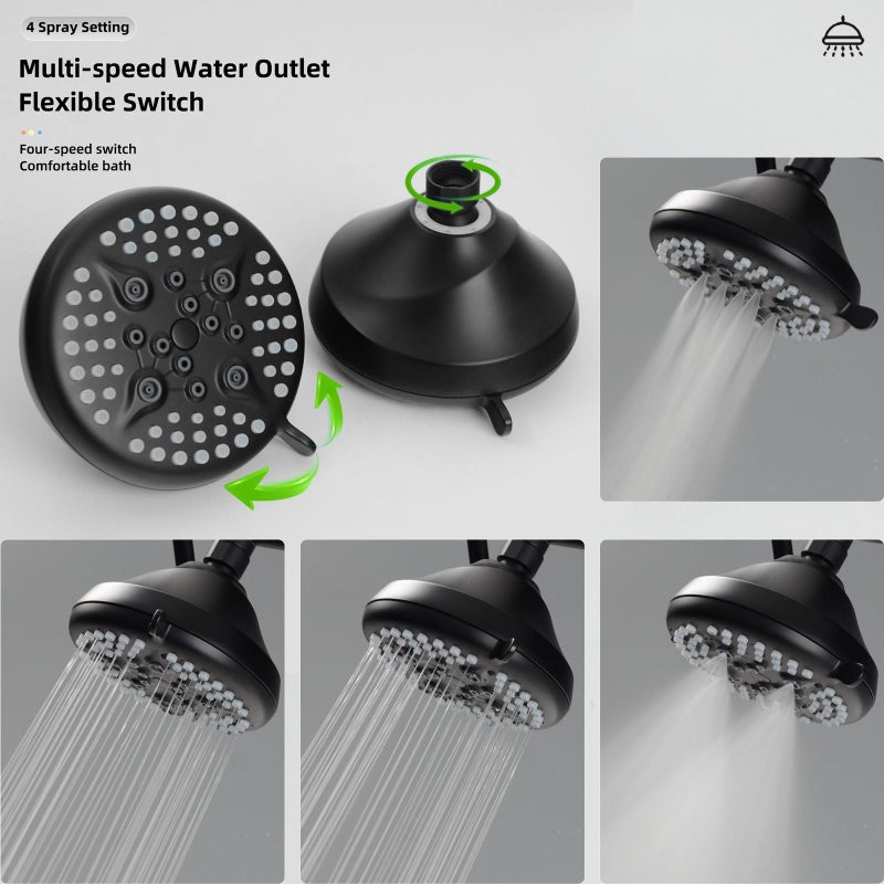 HAOXIN Double Shower Head with Shower Head Shut-Off Valve,High Pressure 4 Setting Dual ShowerHead System For Couples,2 Person Shower Manifold Built-in Valve,2 Shower Sprayers Combo,Matte Black,AB1MG - Image 4
