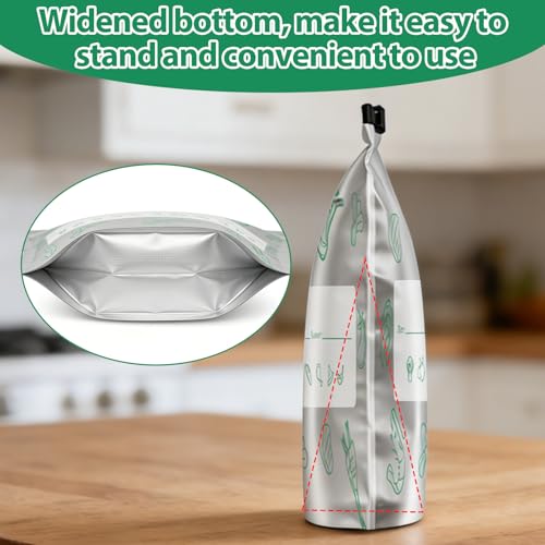 Solldgt Reusable Aluminum Foil Sealable Storage Bags - Resealable Thick Aluminum Foil Freezer Bags for Food, Stand Up Vacuum Zipper Pouches with Label and Zip Lock for Meat Vegetables Fruit (30PCS, 3 Size) - Image 5
