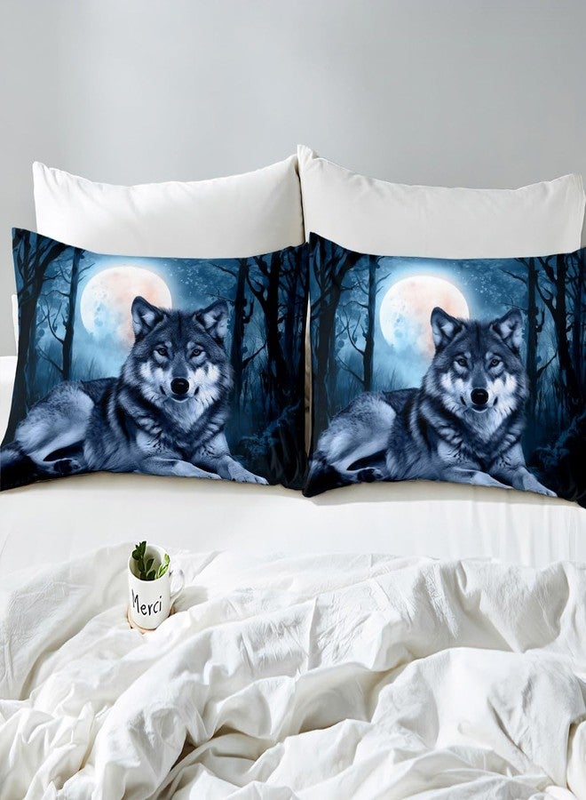 Feelyou Wolf Bed Sheet Set Wild Animal Pattern Fitted Sheet Wolves Wildlife Style Bedding Set for Kids Boys Teens Adults Nature Scary Bed Cover Ultra Soft Room Decor Full Size - Image 4