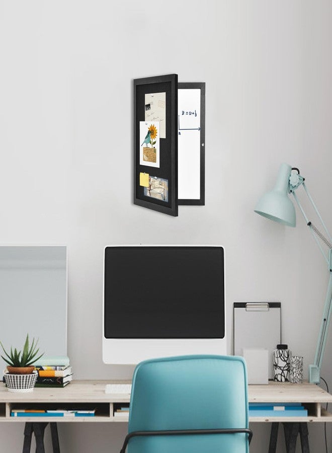 YCCYYCCY Black Wooden Frame Bulletin Board with Felt, 11.8 x 15.7 inch / 30x40cm Enclosed Whiteboard Inside, Secret Pinboard and Whiteboard for Office, Home (KMB-BK) - Image 4