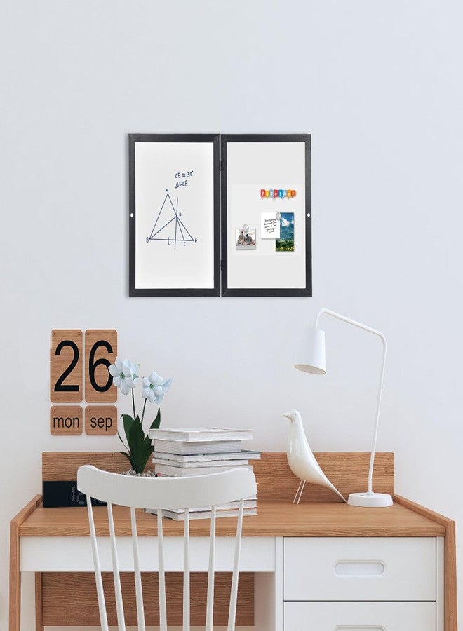 YCCYYCCY Black Wooden Frame Bulletin Board with Felt, 11.8 x 15.7 inch / 30x40cm Enclosed Whiteboard Inside, Secret Pinboard and Whiteboard for Office, Home (KMB-BK) - Image 5