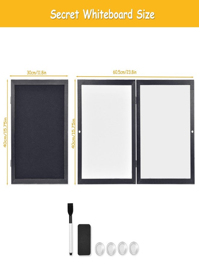 YCCYYCCY Black Wooden Frame Bulletin Board with Felt, 11.8 x 15.7 inch / 30x40cm Enclosed Whiteboard Inside, Secret Pinboard and Whiteboard for Office, Home (KMB-BK) - Image 2