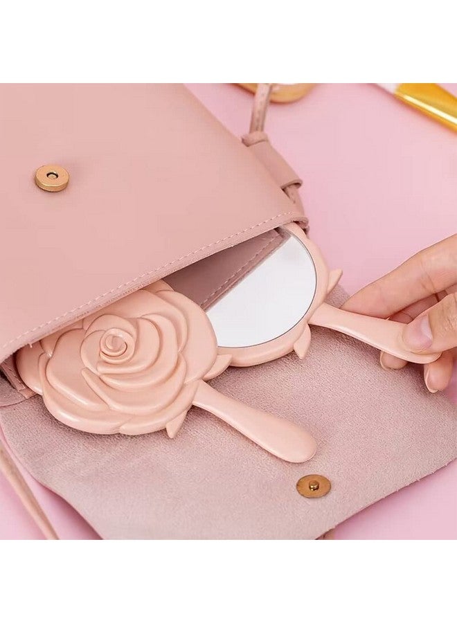Yangshine Handheld Mirror Hand Held Make Up Mirror Compact Travel Mirrors Vintage 3D Rose Shape Personal Makeup Beauty Mirror - Image 4