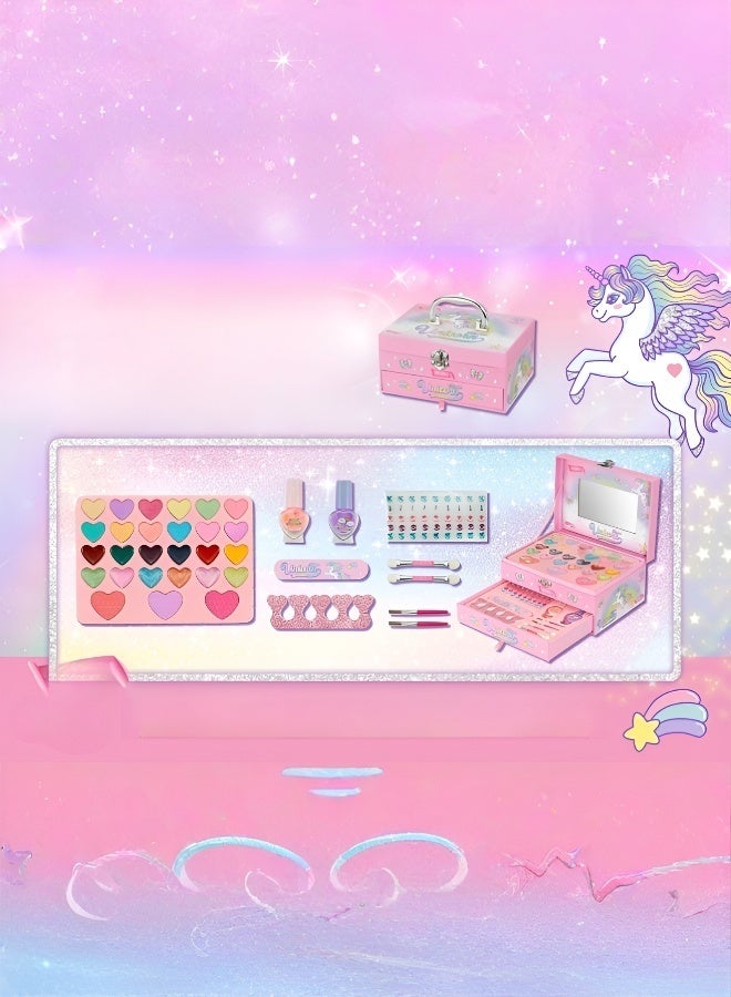 Washable Children's Makeup Kit for Girl,Kids Real Makeup Kit for Little Girls with Portable Box,Washable Makeup for Little Girls  - Image 1