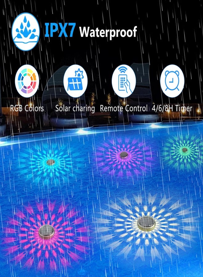 Kitloo Solar Rechargeable Floating Pool Lights(2 Pack), Pool Lights That Float with Remote Control, 9 Lighting, Timing Mode, IPX7 Waterproof for Inground Pool, Bathroom, Bathtub, Pool Party - Image 4
