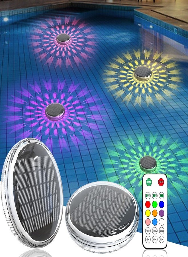 Kitloo Solar Rechargeable Floating Pool Lights(2 Pack), Pool Lights That Float with Remote Control, 9 Lighting, Timing Mode, IPX7 Waterproof for Inground Pool, Bathroom, Bathtub, Pool Party - Image 1