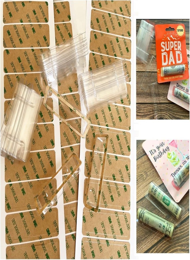 HHYOOSOO Money Card Holder Clear Plastic Dome Lip Balm Pouches with Adhesive,Lip Balm Pouch Money Holder Plastic Cover DIY Chapstick Holder Money Holder Custom Gift Card Holder (100 Pack - Image 1