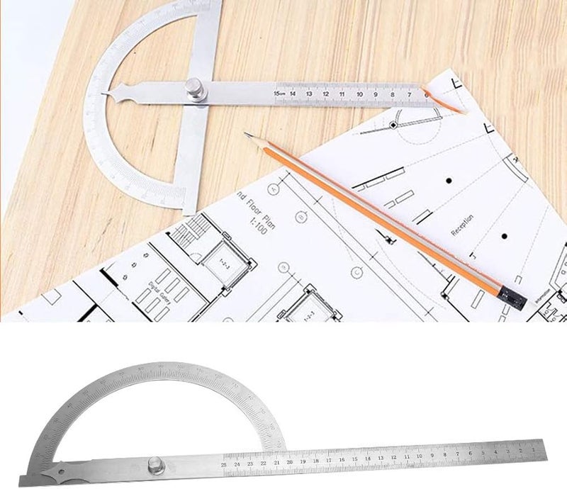 مقياس زاوية من الفولاذ المقاوم للصدأ، منقلة مسطرة مضغوطة لأدوات قياس النجارة - Image 3