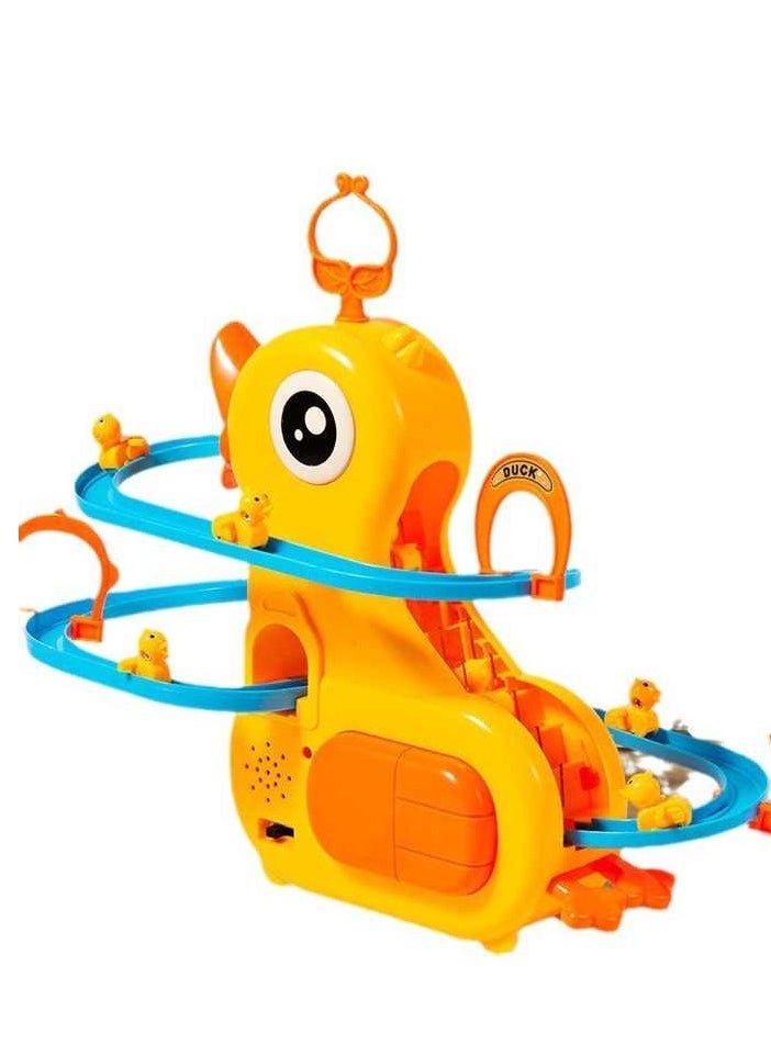 null - Duck race track toy set, interactive musical yellow duck sled with ducklings, educational toy - Image 1