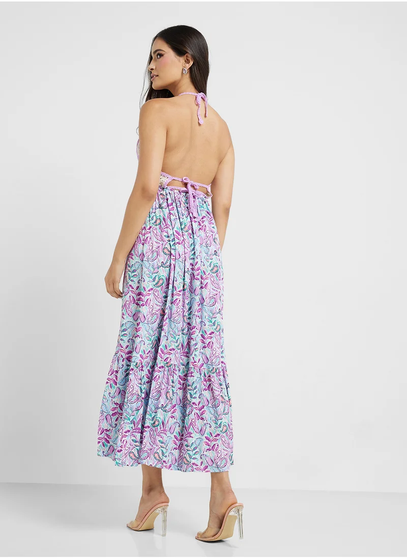 ايلا Printed Halter Neck Dress