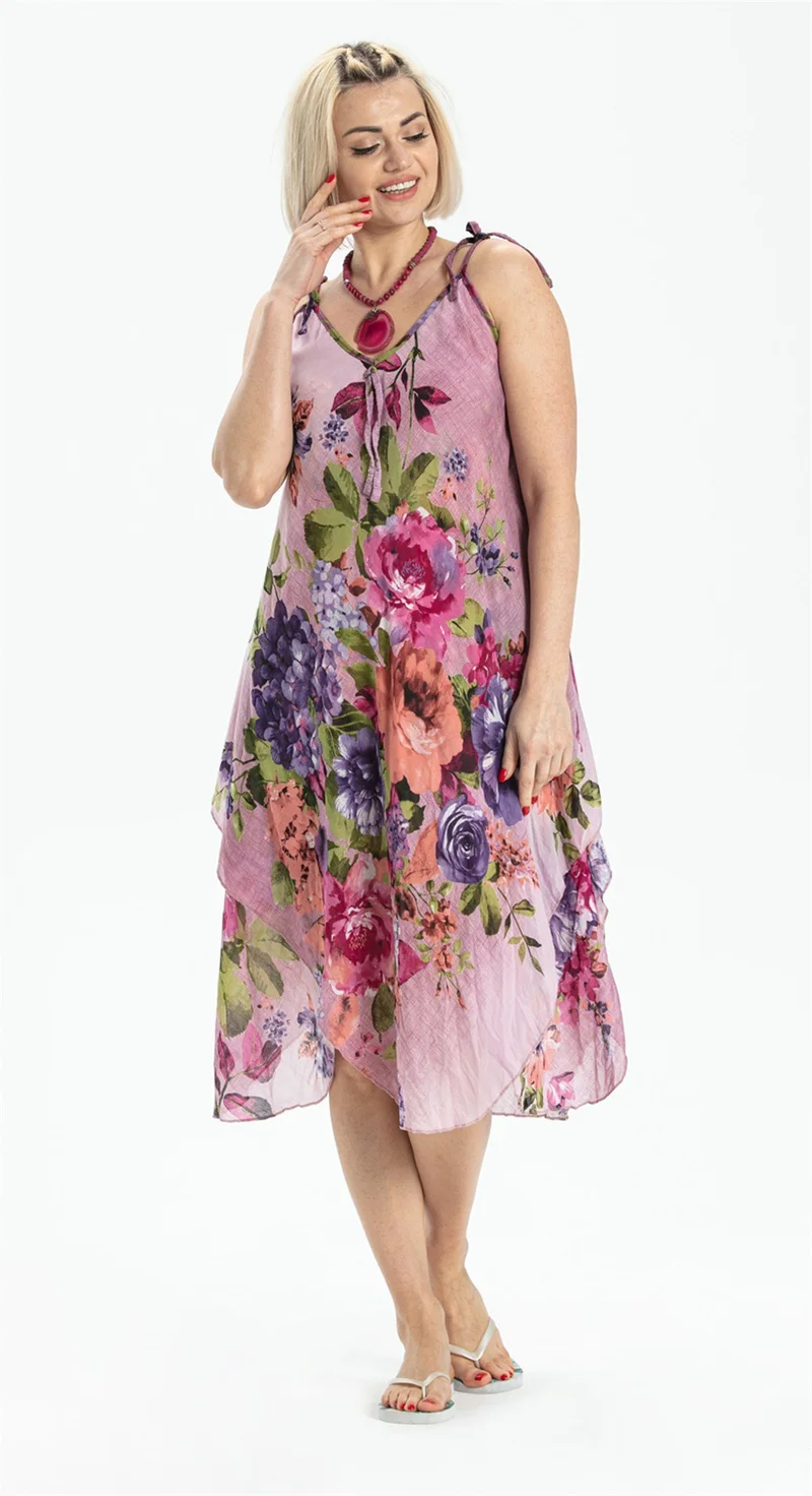 Eliş Şile Bezi Floral Tie-Strap Dress