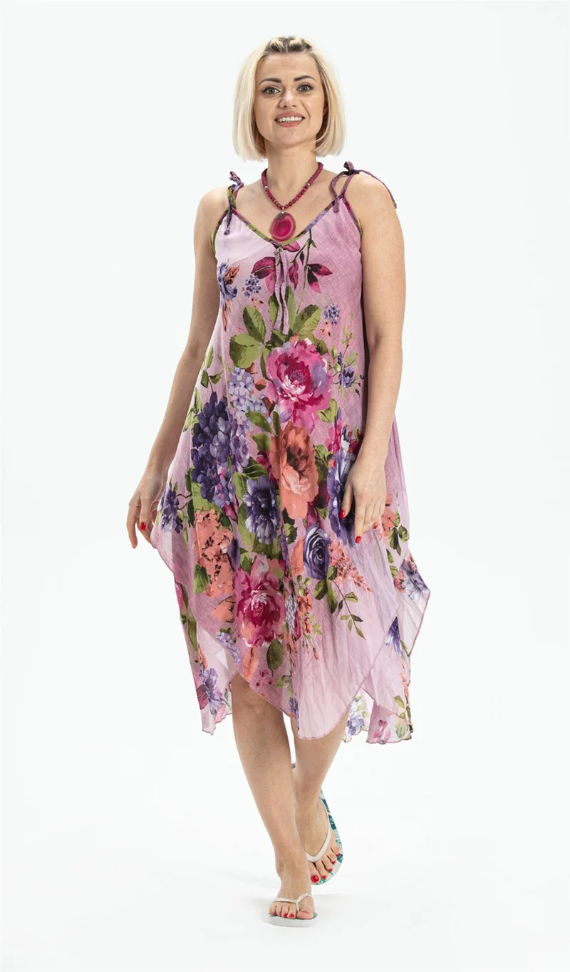 Eliş Şile Bezi Floral Tie-Strap Dress