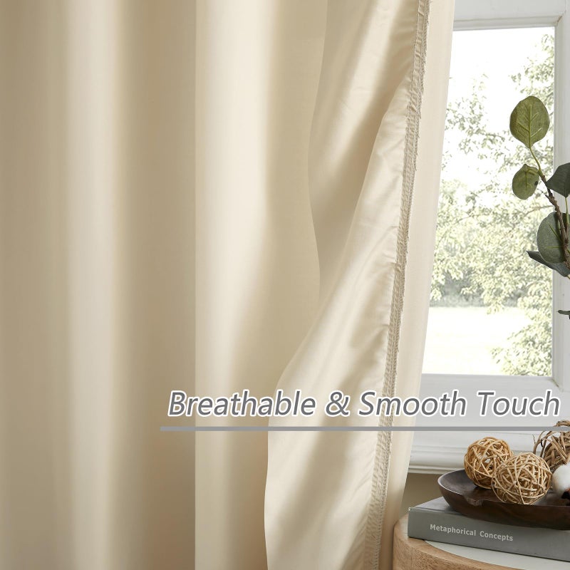 SEEKRIGHT Beige Ruffle Curtains 84 Inches Long for Bedroom Living Room Soft Touch Fabric Rod Pocket Light Filtering Romantic Semi Sheer Curtains for Apartment French Country Window Privacy Decor 2 Panels, 52x84 - Image 4