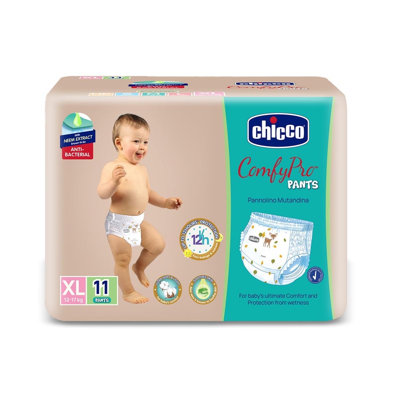 Chicco Comfy-Pro Pant Style Baby Diapers | Anti-bacterial benefits | Ultra Soft & 12hrs protection | Wetness indicator & Disposing Tapes - XL, 11 Count, 12-17 Kg - Image 5