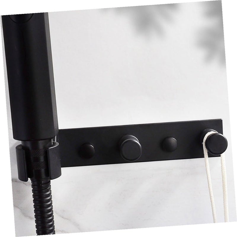 Black Aluminum Wall Mounted Shower Nozzle Storage Rack with Hook Bathroom Organizer - Image 4
