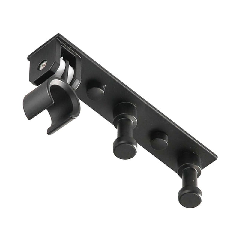 Black Aluminum Wall Mounted Shower Nozzle Storage Rack with Hook Bathroom Organizer - Image 2