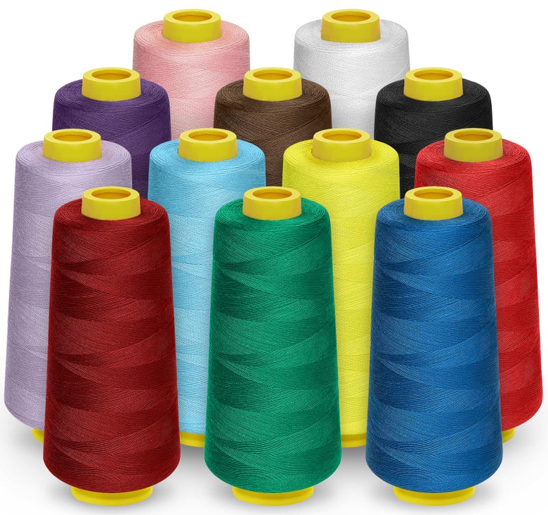 Stiverse 12 Pack Serger Thread Cones, 1800 Yards Each Spool Overlock Thread, PolyesterThread 40s/2 for Serger&Overlock, Quilting, Piecing, Sewing Machine - Image 1