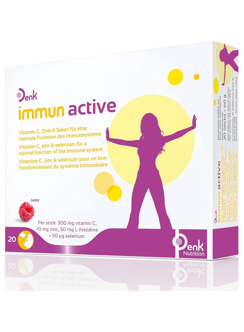 Denk Immune Active Powder Sticks with Vitamin C, Zinc and Selenium for normal function of the Immune System 20'S - Image 1