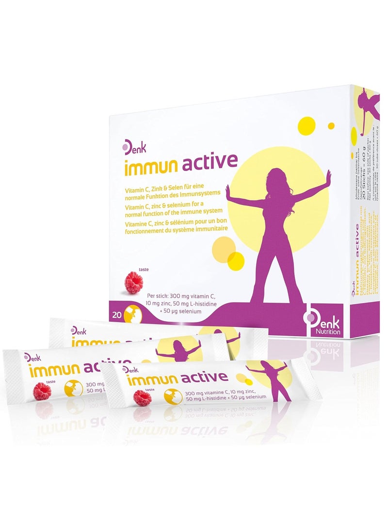 Denk Immune Active Powder Sticks with Vitamin C, Zinc and Selenium for normal function of the Immune System 20'S - Image 2