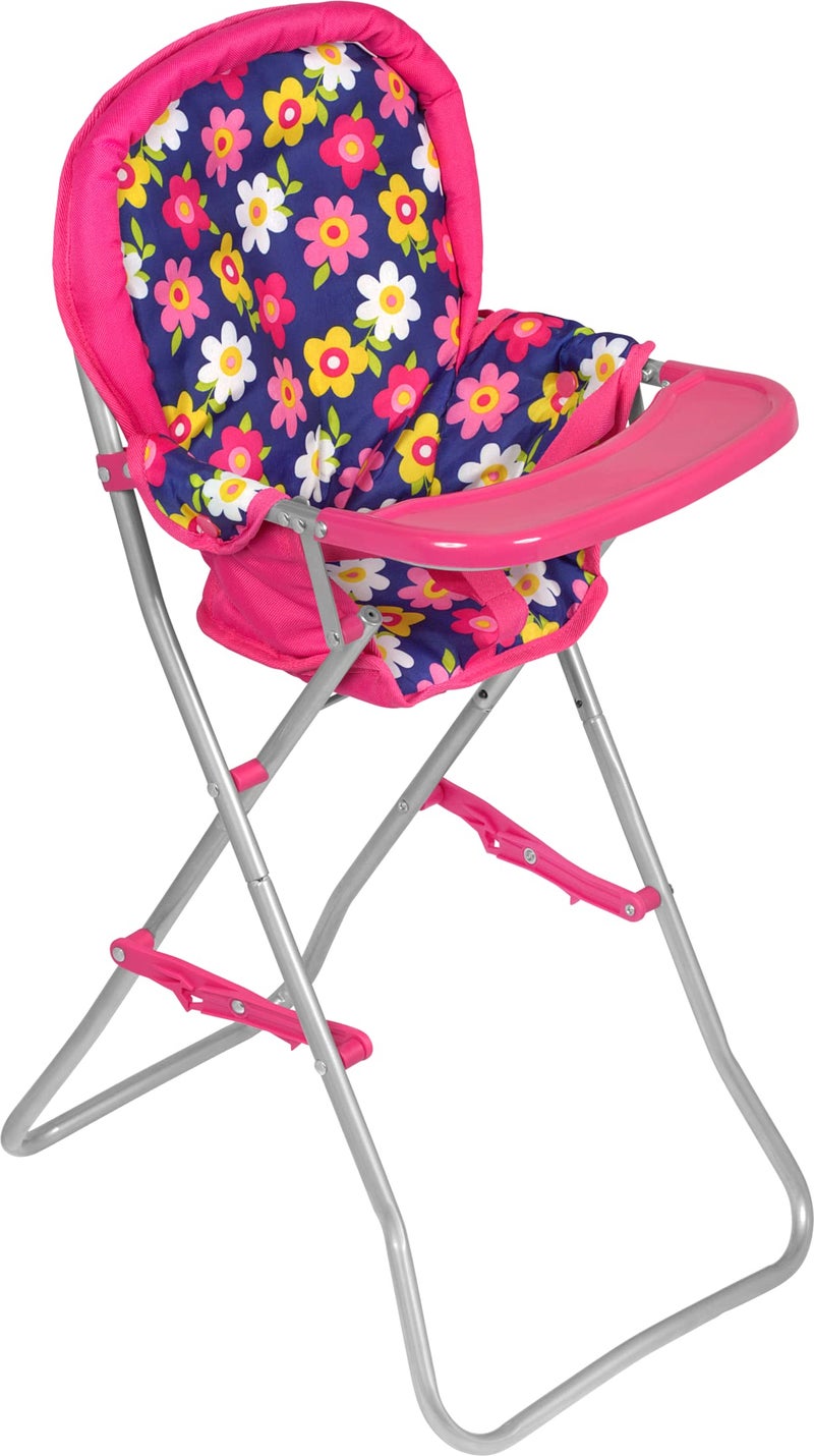 Fash n kolor - Baby Doll High Chair with Tray, Fits up to 18 inch Baby Dolls, Flower Print Toddler Furniture Toy High Chair for Dolls Toys Easy to fold for compact storage - Image 1
