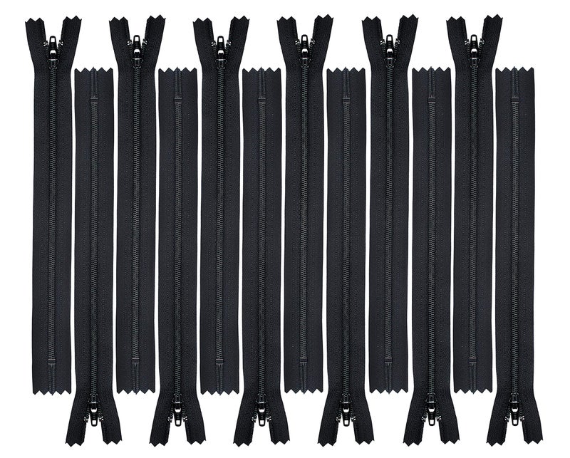 YKK 4" Black Zippers for Sewing & Craft Projects - Select Length or Color (12 Zippers for Color) (4 inch, Black) - Image 2
