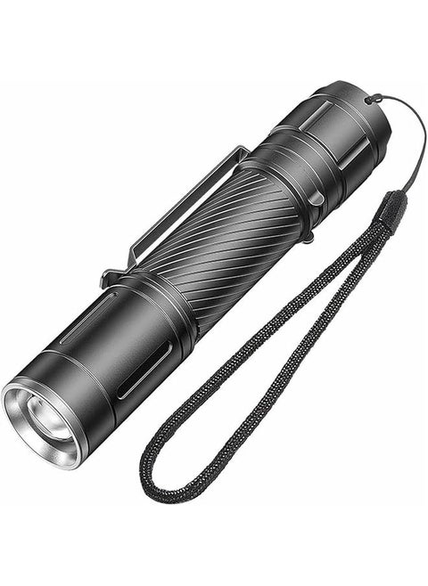 promass Portable flashlight - LED Flashlight, 1200 Lumens Tactical Flashlight Rechargeable Torch Light Flashlight 4 Modes Super Bright Torch for Camping, Waterproof, Built-in lithium Battery (Black)