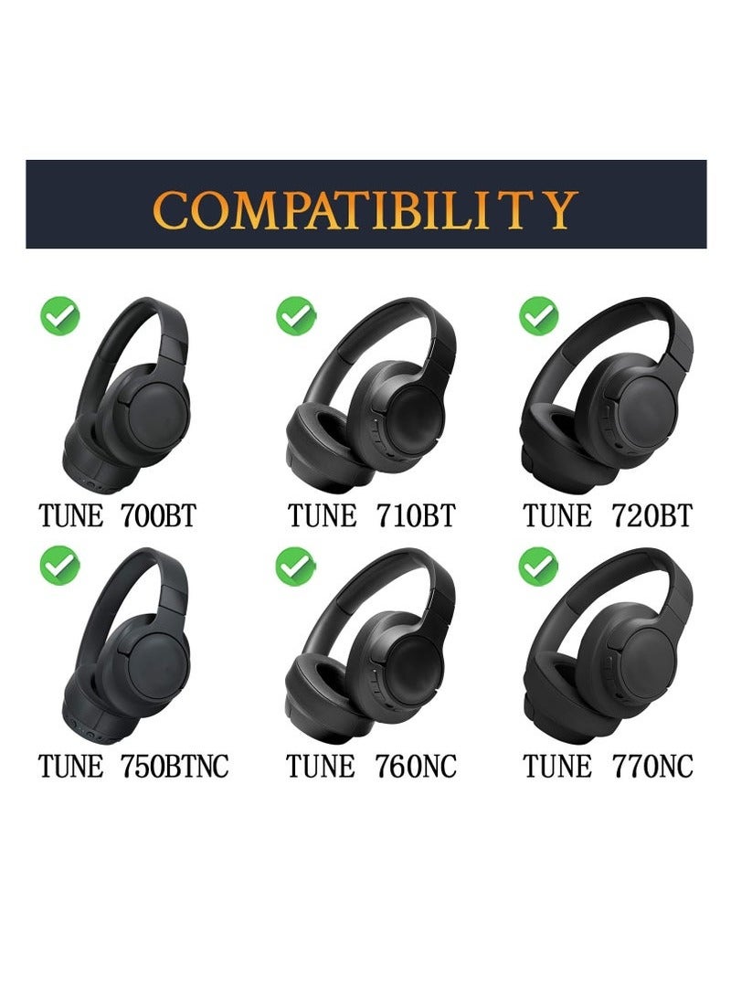 Replacement Earpads Cushions Compatible with JBL Tune 700BT / 720BT / 700BTNC / 750BT / 760BTNC Headphone，Softer Protein Leather, High-Density Noise Cancelling Foam (Black) - Image 2