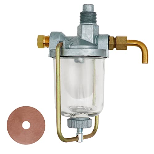 THUNDERMINGO Fuel Sediment Bowl Assembly for Farmall M H IH International cub fuel sediment glass bowl Gas Strainer for Super HV MV W4 OS4 Massey Ferguson 350 400 460 560 650 706 Replace 370832R91 - Image 1