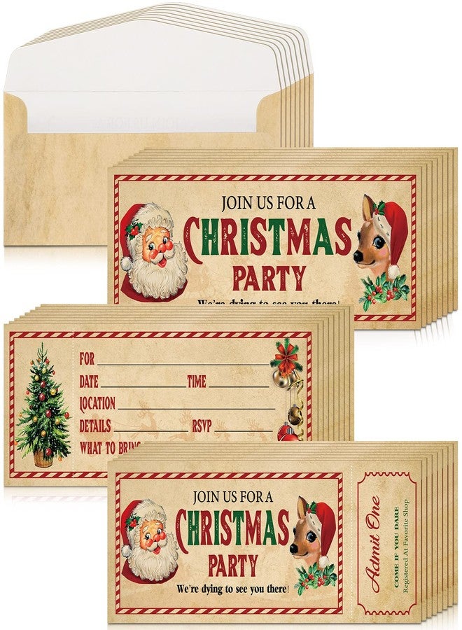 Woanger 50 Pcs Christmas Invitations with Envelope 25 Christmas Party Ticket Invites Card and 25 Envelopes Santa Fill in Blank Invites for Christmas Winter Holiday Birthday Baby Shower - Image 1