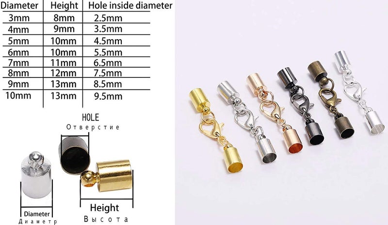 DIY Crafts DIY Crafts Size: 3mm, Color: Silver, Mix 10Pcs/Lot Leather Cord Bracelet Lobster Clasps Hooks 3 4 5 6 8 9 10mm Crimps End Tip Caps Connectors F(Size: 3mm, Color: Silver) - Image 3