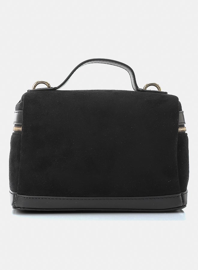 DejaVu Black Suede With One Main Compartment Handbag - Image 3
