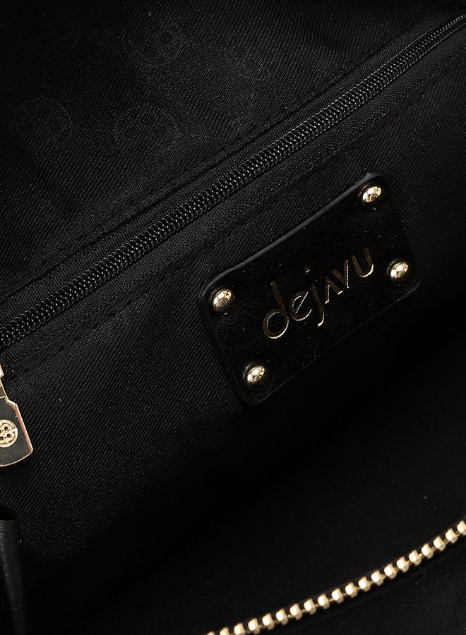DejaVu Black Suede With One Main Compartment Handbag - Image 5