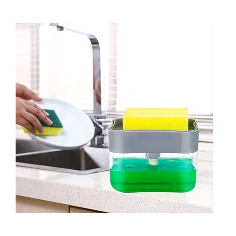 Sulfar Liquid Soap Dispenser on Countertop with Sponge Holder for Pet - Image 3