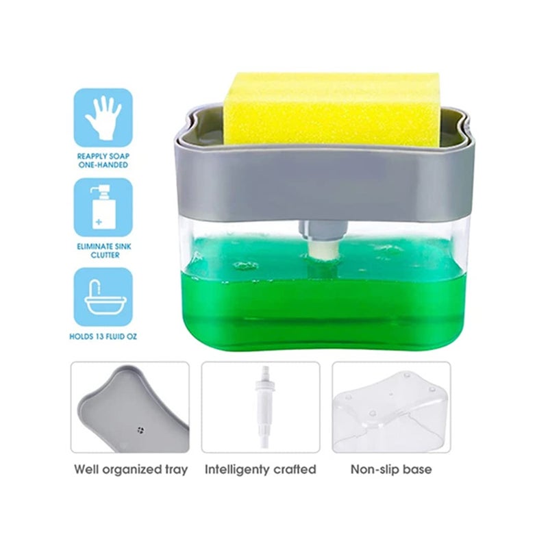 Sulfar Liquid Soap Dispenser on Countertop with Sponge Holder for Pet - Image 5