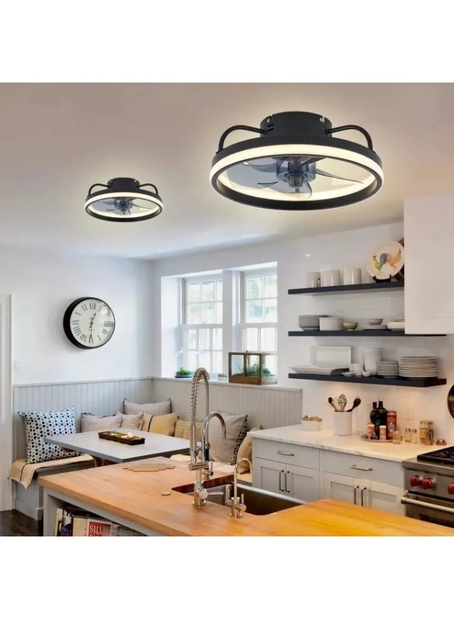 Beauenty Low Profile Ceiling Fans with Lights and Remote with LED Light, Remote Control, 3 Color Dimmable , 360° Rotating Oscillating Fan, Socket Fan Light for Kitchen Bathroom Bedroom Home Office - Image 2