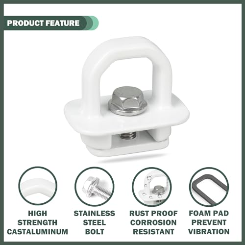 Phamyor Aluminum Tie Down Anchors Truck Bed Side Wall Anchor Compatible with 2007-2023 Chevy Silverado/GMC Sierra, 2015-2023 Chevy Colorado/GMC Canyon, Truck Bed Cargo Hooks, DZ97903, White, 9pcs - Image 2