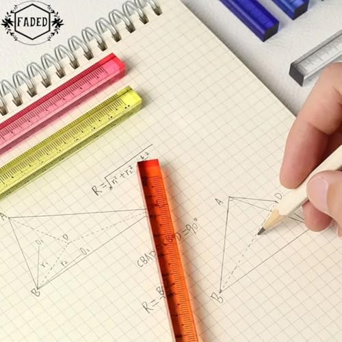 Faded 3 Piece Multicolor Cube Acrylic Ruler Set – Semi-Transparent Gradient Measuring Tools for Students & Adults | Lightweight Rulers for School, Classroom, Office & Craft Use (Multicolor, 20cm) - Image 4