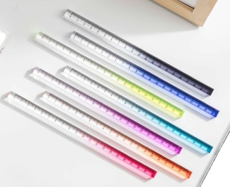 Faded 3 Piece Multicolor Cube Acrylic Ruler Set – Semi-Transparent Gradient Measuring Tools for Students & Adults | Lightweight Rulers for School, Classroom, Office & Craft Use (Multicolor, 20cm) - Image 1