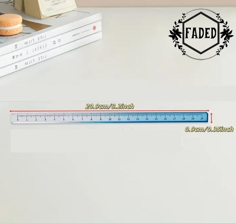 Faded 3 Piece Multicolor Cube Acrylic Ruler Set – Semi-Transparent Gradient Measuring Tools for Students & Adults | Lightweight Rulers for School, Classroom, Office & Craft Use (Multicolor, 20cm) - Image 5