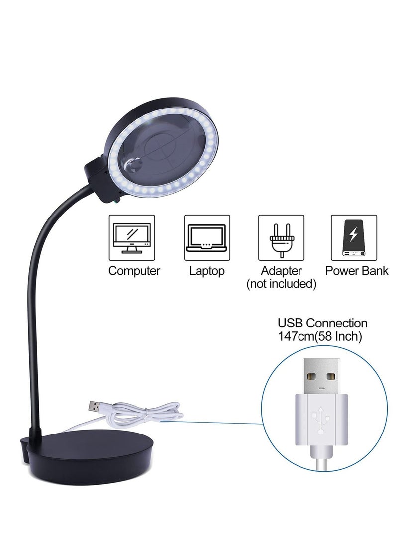 SYOSI Magnifying Glass with Light and Stand 10X 20X Magnifying Desk Lamp with Brightness Stepless Dimmable - Image 5