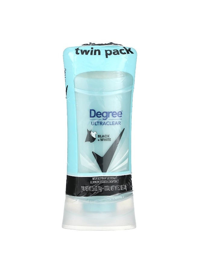 Degree Degree, UltraClear, Black + White, Antiperspirant Deodorant, 2 Pack, 2.6 oz (74 g) Each  - Image 2
