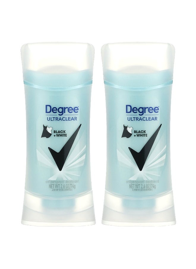Degree Degree, UltraClear, Black + White, Antiperspirant Deodorant, 2 Pack, 2.6 oz (74 g) Each  - Image 1