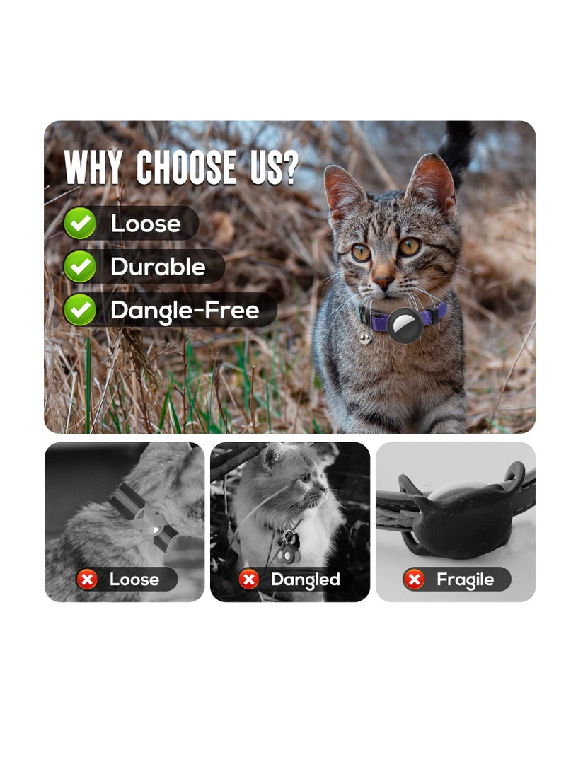 SYOSI Air tag Cat Collar, Cat Collar with Bell and Safely Buckle for Small Pets, Adjustable Kitten Collar with Airtag Holder Compatible with Apple Airtag for Cats, Kittens, Puppies (Sky Blue) - Image 3