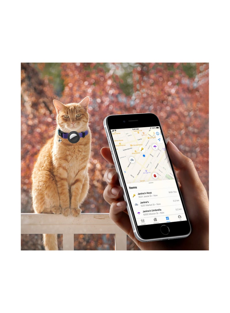 SYOSI Air tag Cat Collar, Cat Collar with Bell and Safely Buckle for Small Pets, Adjustable Kitten Collar with Airtag Holder Compatible with Apple Airtag for Cats, Kittens, Puppies (Sky Blue) - Image 2