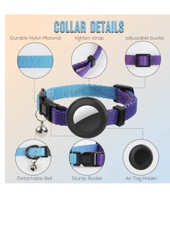 SYOSI Air tag Cat Collar, Cat Collar with Bell and Safely Buckle for Small Pets, Adjustable Kitten Collar with Airtag Holder Compatible with Apple Airtag for Cats, Kittens, Puppies (Sky Blue)  - Image 4