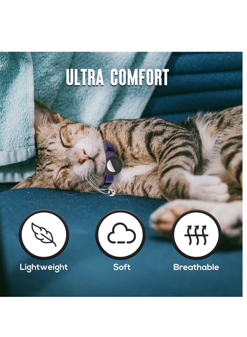 SYOSI Air tag Cat Collar, Cat Collar with Bell and Safely Buckle for Small Pets, Adjustable Kitten Collar with Airtag Holder Compatible with Apple Airtag for Cats, Kittens, Puppies (Sky Blue) - Image 5