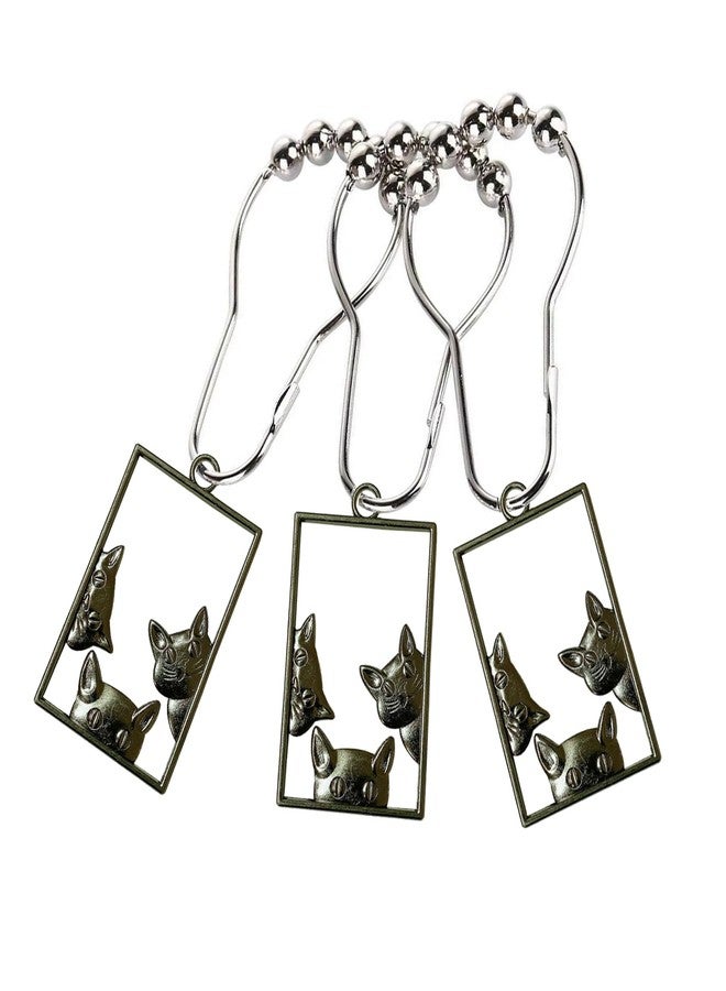 ZILucky Set of 12 Cat Shower Curtain Hooks Rings, Cat Lovers Decoration, Halloween Party Haunted House Supplies, Stainless Steel Rustproof (Black-Cat) - Image 1