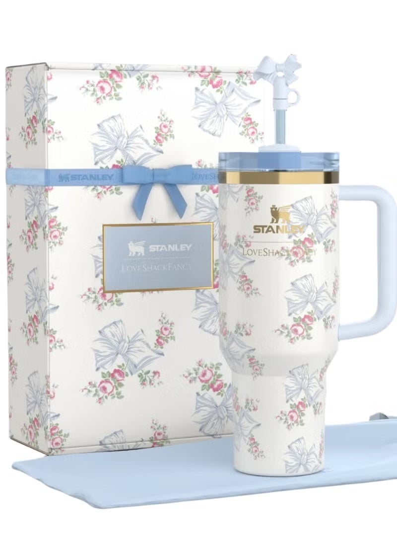 Stanley The Stanley X LoveShackFancy Holiday Quencher | 40 OZ Rosa Beaux Blue Gift-Ready Packaging - Image 1