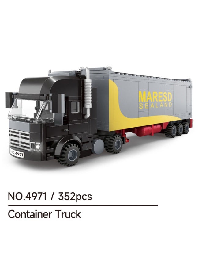 wange Container Truck Building Blocks Set, 352 Pieces, Cargo Transport Vehicle Model, Educational Construction Toy & Display Collectible for Kids, Teens and Adults - Image 2